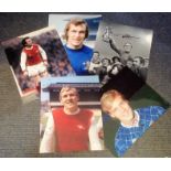 Football London Legends collection 5 signed assorted photos includes Tommy Baldwin, Ron Harris,