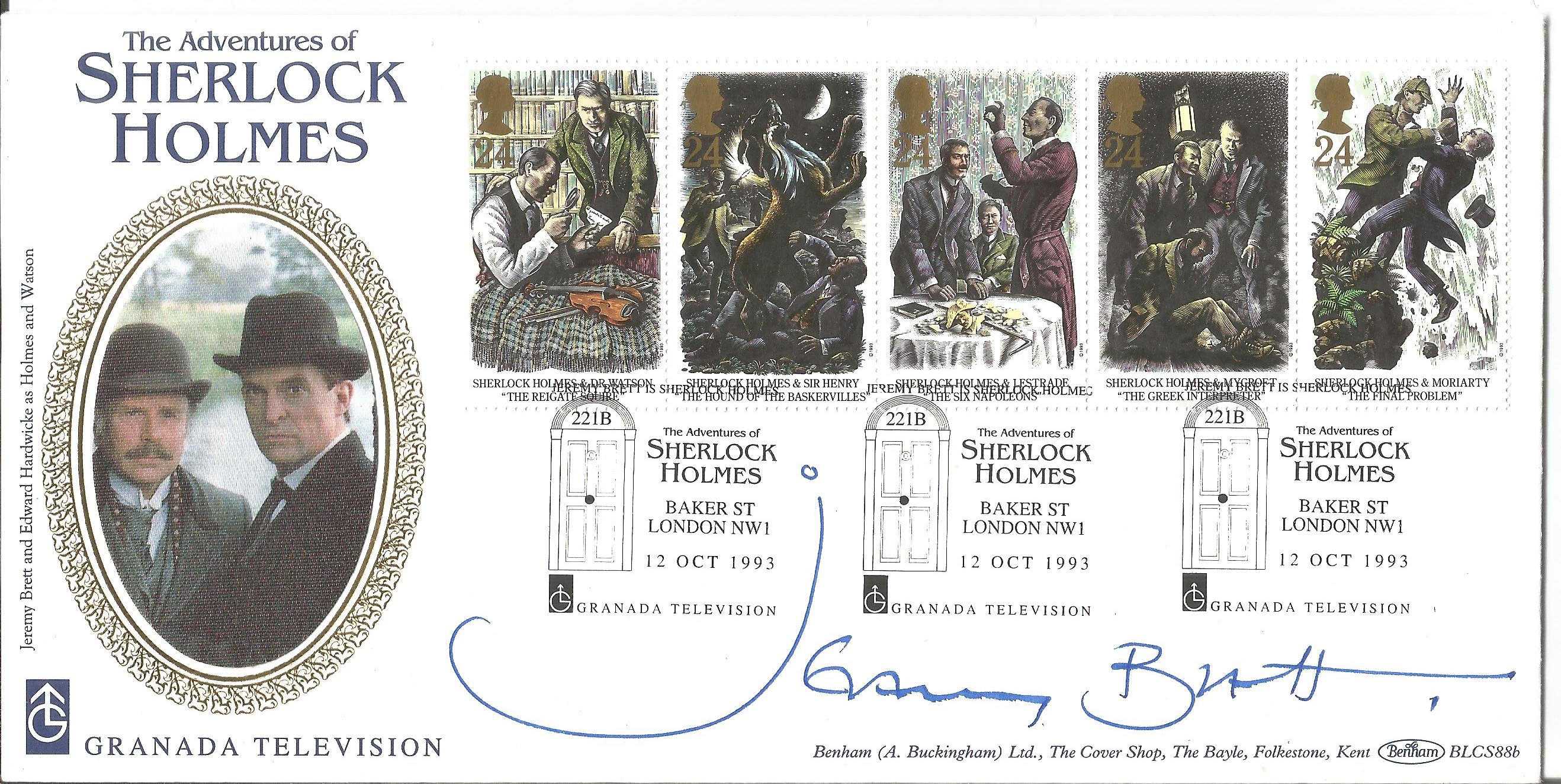 Sherlock Holmes Actor Jeremy Brett signed FDC