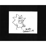 Matt Groening signed 8 x 6 inch doodle of Maggie Simpson