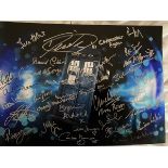 Doctor Who 14x11 inch photo signed by 40 actors and actresses