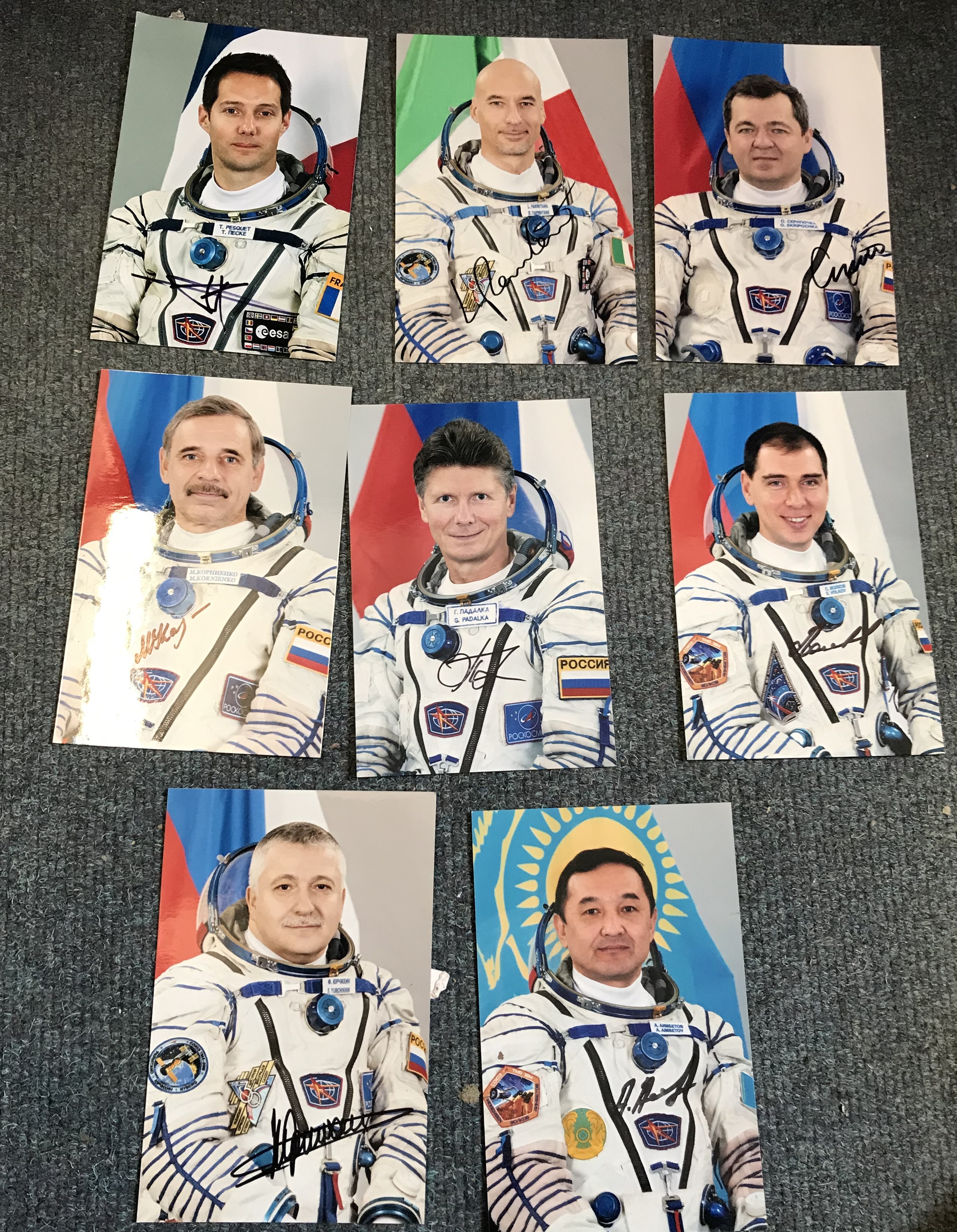 Cosmonauts signed space suit photo collection.