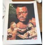 Boxing Joe Frazier and Leon Evans signed print
