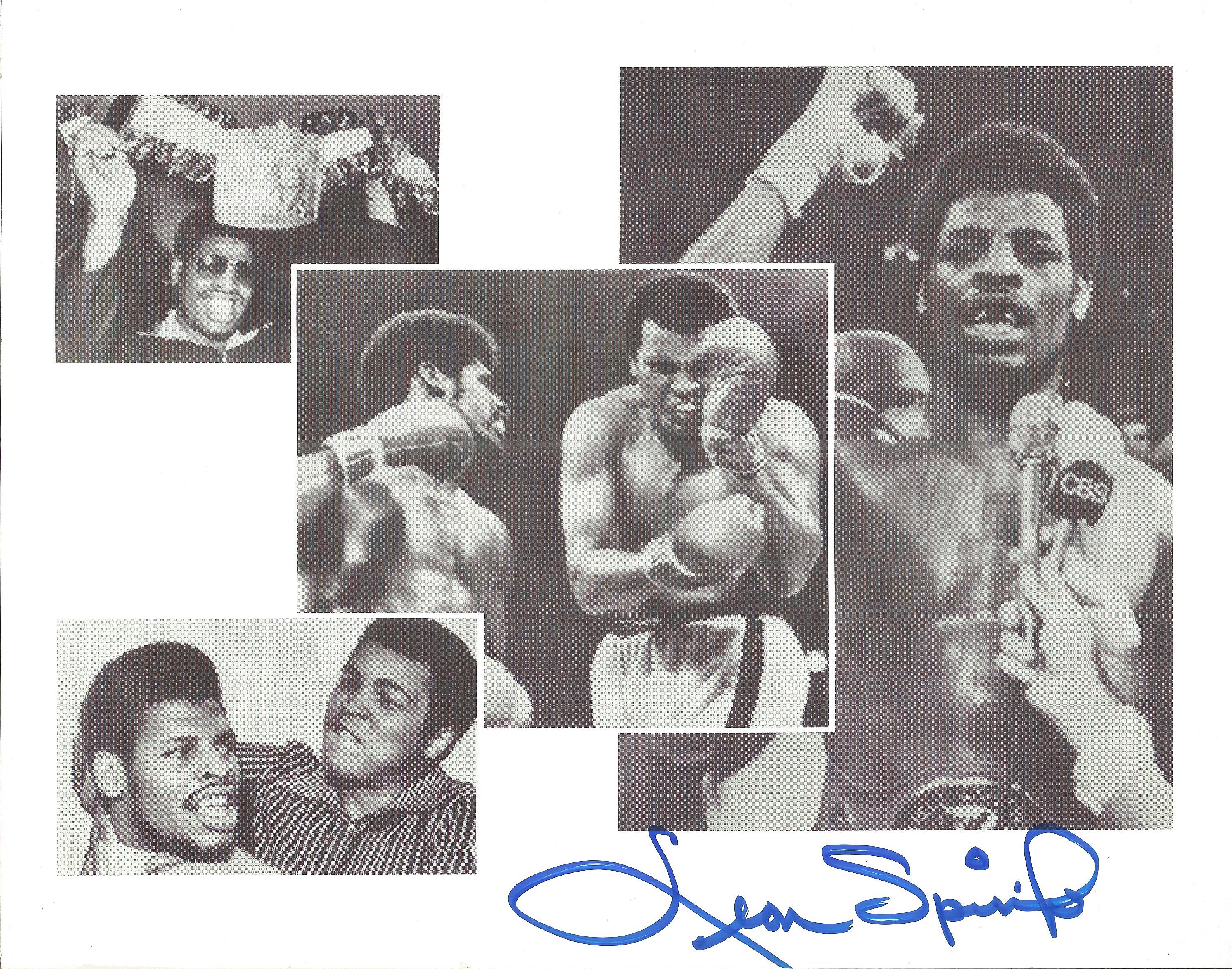 Boxing Leon Spinks signed 10 x 8 inch b/w montage photo