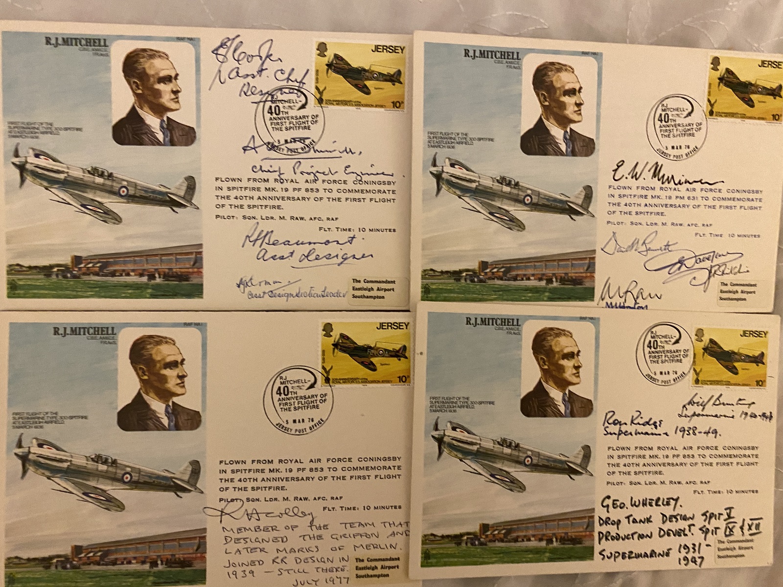 Supermarine Spitfire designer team signed cover collection