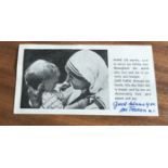 ﻿Mother Teresa signed 6 x 3 inch prayer card