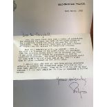 HRH Prince Phillip Typed signed Buckingham Palace