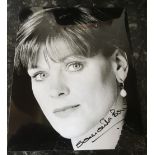 Samantha Bond James Bond Miss Moneypenny signed 10 x 8 inch b/w photo. Condition 8/10. All