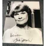 Dame Judie Dench young signed 10 x 8 inch b/w photo. Condition 8/10. All autographs come with a