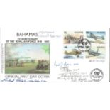 WW2 Multiple signed Battle of Britain aces 75th Ann RAF cover. Bahamas 75th Anniversary of the RAF