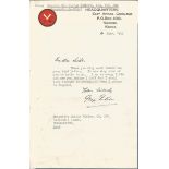 Gen Sir George Ersking DSO typed signed letter on HQ Nairobi stationary 1953 replying to a letter.