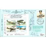 WW2 Multiple signed Battle of Britain aces signed 46th Ann cover. JSF9c 46th Anniv Battle Of Britain