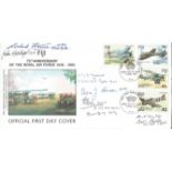 WW2 Multiple signed Battle of Britain aces 75th Ann RAF cover. Fiji 75th Anniversary of the RAF Full