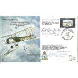 WW2 aces Multiple signed Sopwith bomber cover. B5c Signed by Avis Hearn (WAAF) Sgt. R. Wolton Battle