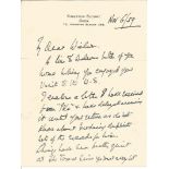 Boer, WW1 and WW2 Field Marshall Lord Wilson DSO hand written letter 1959 on personal stationary