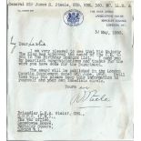 Great War and WW2 General Sir James Steele DSO MC Typed signed note to Brig Wieler on War Office