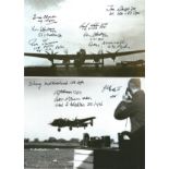 World War Two collection two Lancaster and Halifax photos signed by 11 Bomber Command Veterans
