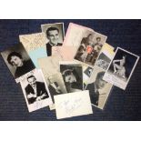 Vintage TV Film Music hall collection of 6 x 4 inch photos and autograph album pages. 16 items inc