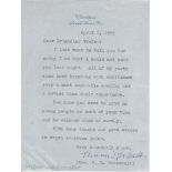 Eleanor Roosevelt typed signed letter to Brig Wieler thanking him for visit to Tower of London. Good