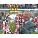 Football Alex Ferguson signed 10x8 colour photo pictured with the Premier League Trophy while