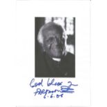 Desmond Tutu signed 8x6 black and white signature piece. Sir Desmond Mpilo Tutu OMSG CH GCStJ (