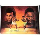 Boxing, Muhammad Ali and Joe Frazier signed 24x18 limited edition colour print (35/ 300). Good