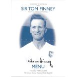 Football Legends Sir Tom Finney signed menu dated 9th March 2006 The Great Room Preston North End