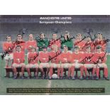 Autographed Man United European Cup Squad Poster, A Superb Image Showing Players Posing At Old