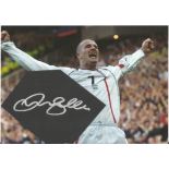 David Beckham Signed Silver Pen On Black Card With England Photo. Good condition. All autographs