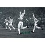 Autographed Tommy Gemmell 12 X 8 Photo - B/W, Depicting Celtic's Full-Back, Arms Aloft As He Runs
