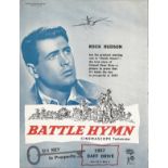 Rock Hudson (1925-2020) Hollywood Actor Signed Vintage Album Page With Battle Hymn Picture. Good