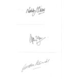 England 1966 World Cup Winners 3 Signed Cards By Alan Ball, Gordon Banks & Nobby Stiles. Good