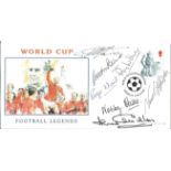 Football World Cup Legends multi signed FDC signatures include 1966 legends Geoff Hurst, Gordon