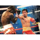 Boxing, Manny Pacquiao 30x20 signed colour photo pictured during a world title bout. Rolled. Good