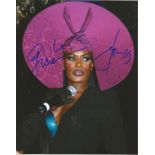 Grace Jones signed 10x8 colour photo. Grace Beverly Jones OJ (born 19 May 1948) is a Jamaican model,