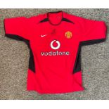 Football Wayne Rooney signed Manchester United replica kit shirt. Good condition. All autographs