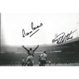 Football Martin Peters and Geoff Hurst signed 12x8 black and white 1966 World Cup Final photo.