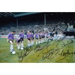 Autographed Newcastle United 12 X 8 Photo - Col, Depicting A Superb Image Showing Players Lining