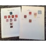 GB stamp collection Queen Victoria on 2 loose album pages interesting selection. Good condition We
