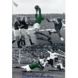 Football Autographed Bert Trautmann 12 X 8 Photo Colorized Montage Of Images Relating To