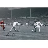 Football Autographed Denis Law 12 X 8 Photo Col, Depicting The Man United Centre-Forward Opening The