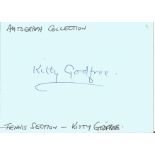 Kitty Godfree signed album page. Wimbledon tennis winner 1924 and 1926. Good condition. All