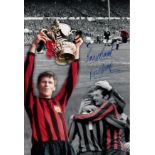 Football Autographed Manchester City 12 X 8 Photo Colorized Montage Of Images Relating To Manchester