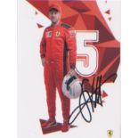 Sebastian Vettel signed postcard portrait promotional picture. Good condition. All autographs come