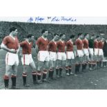 Football Autographed Man United 12 X 8 Photo Col, Depicting The Busby Babes Lining Up Shoulder To