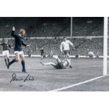 Football Autographed Denis Law 12 X 8 Photo Col, Depicting The Scottish Striker Scoring The First