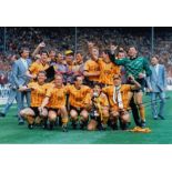 Football Autographed Steve Bull 12 X 8 Photo Col, Depicting Wolves Players Celebrating A 2-0 Victory