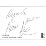 Liam Neeson signed on reverse of 6 x 4 b/w promotion card from The Judas Kiss 1998 in very good