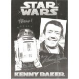 Kenny Baker signed 6 x 4 b/w Star Wars promotion card with small photo in good condition with a