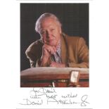 David Attenborough signed dedicated 6 x 4 colour photo good condition with small crease on top of