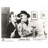 Warren Mitchell signed 8 x 10 b/w publicity photo from Foreign Body in good condition with slight